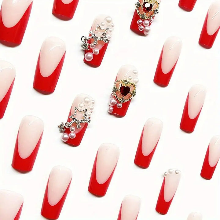 Artistic Press-On Nail Extensions with Decorative Elements Bowlift