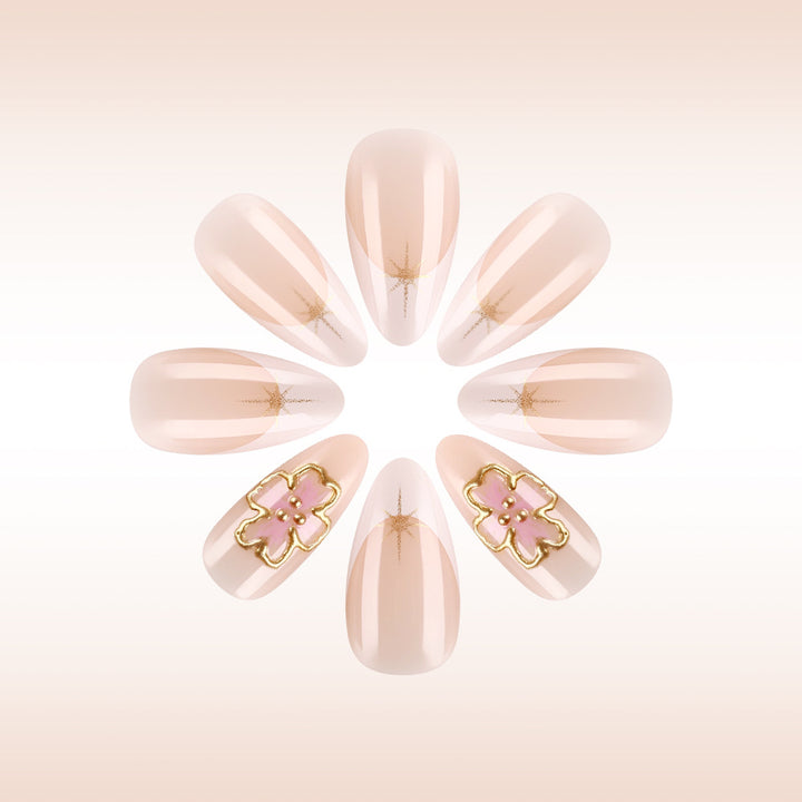 Elegant Floral Gel Nail Art Bowlift