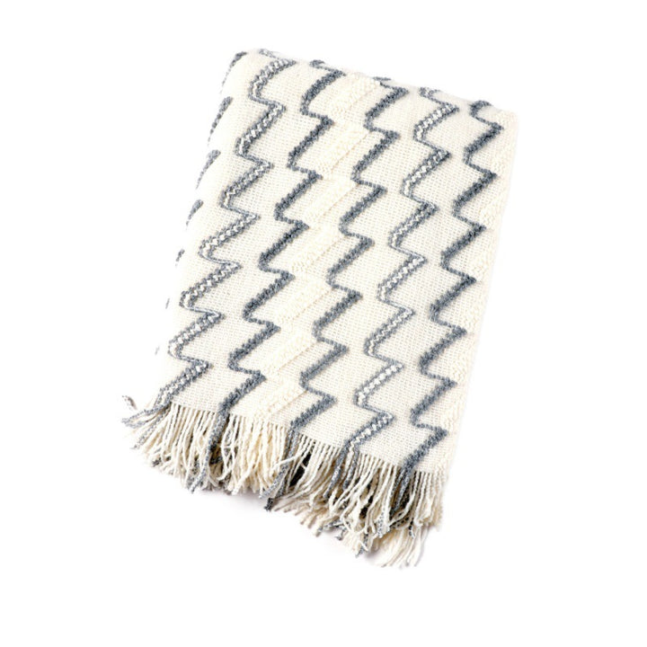 Cozy Textured Fringe Throw Blanket