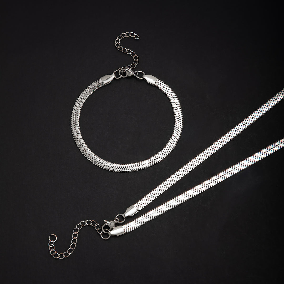 Elegant Herringbone Chain Jewelry Set Bowlift