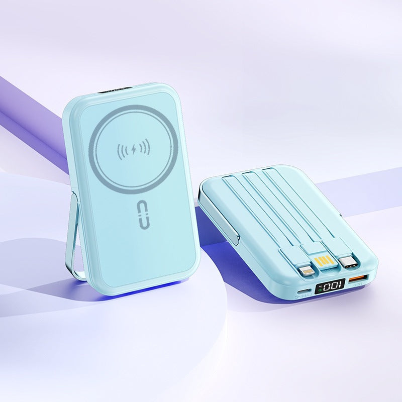 Portable induction power bank with integrated stand and multiple connections Bowlift