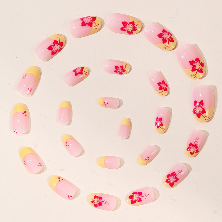 Floral French Tip Nail Art Bowlift