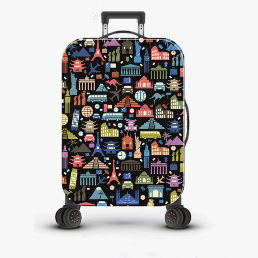 Unisex nan robust Hartschalen Trolley with nostalgic railway collage print, fully rotating smooth-running wheels and retractable telescopic handle Bowlift