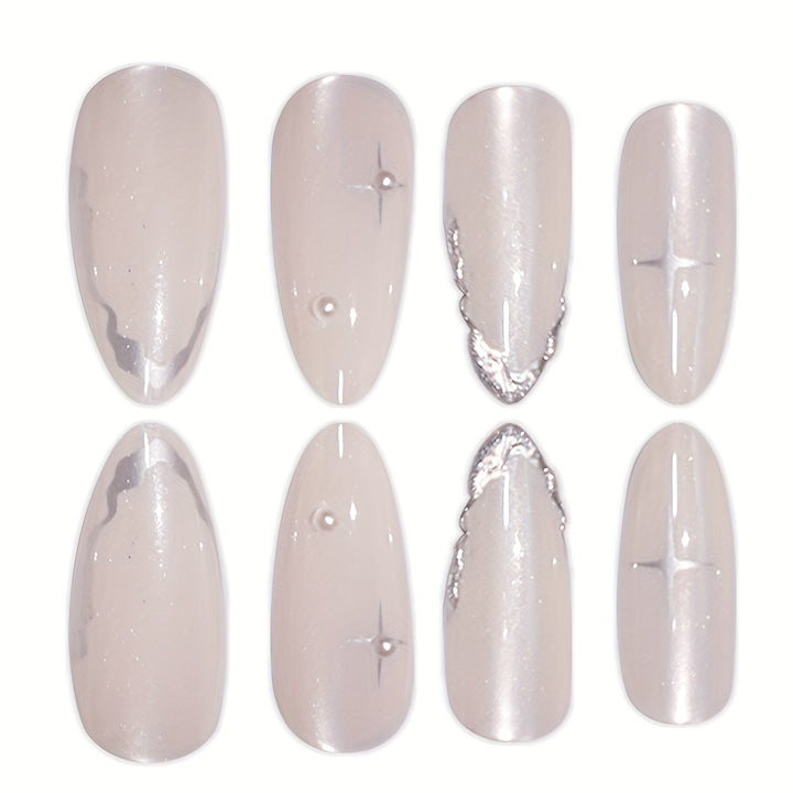 Elegant Press-On Nail Art with Floral Accents Bowlift