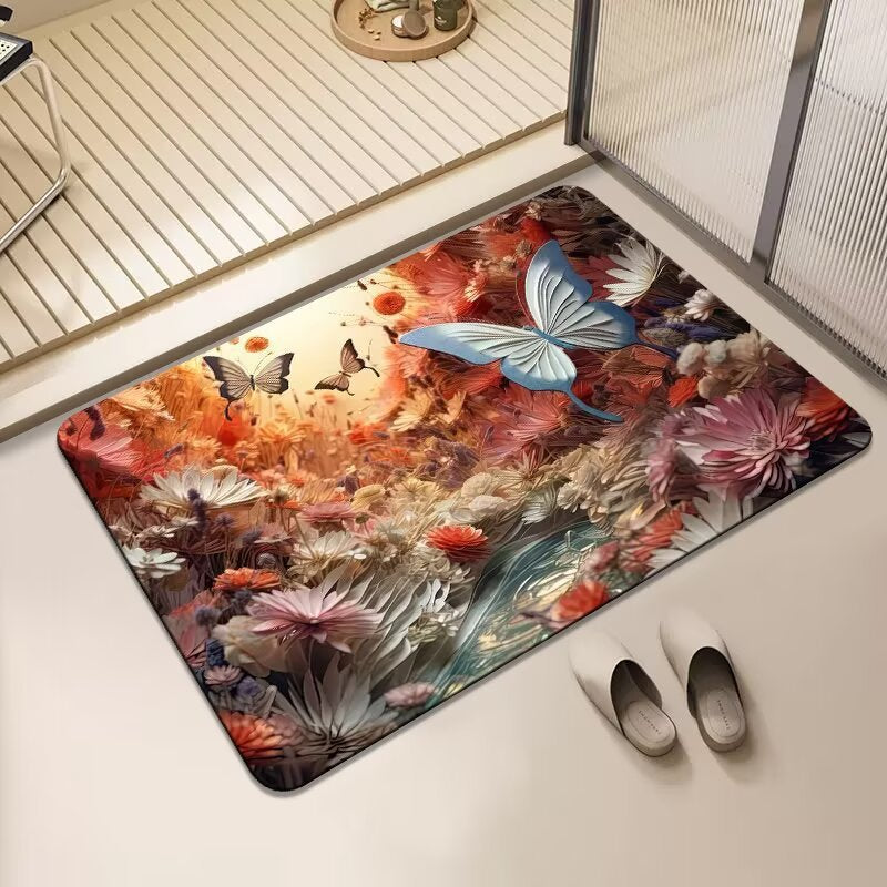 Floral Print Area Mat Bowlift