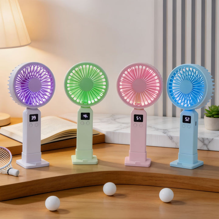 Women Portable Mini Fan with Digital Control Bowlift