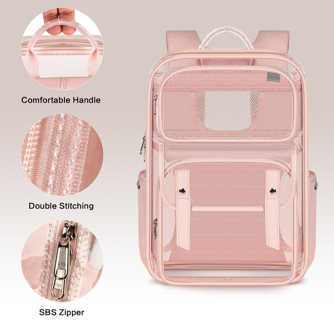 Unisex transparent backpack with multiple compartments and breathable design Bowlift
