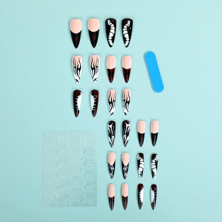 Artificial nails with creative black-and-white pattern Bowlift