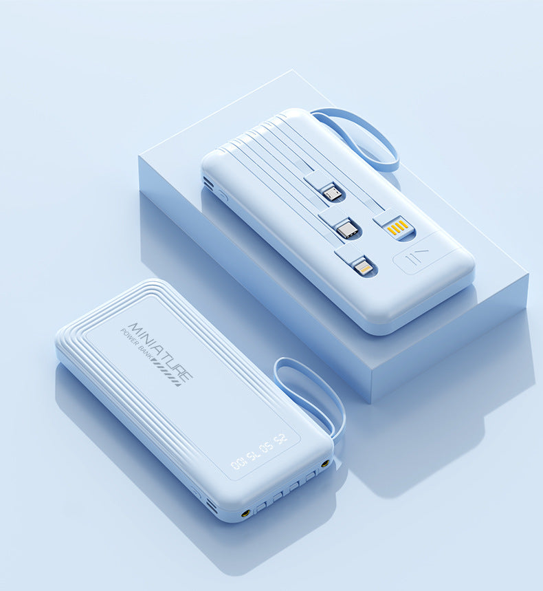 Compact power bank with integrated cables and digital charging display Bowlift