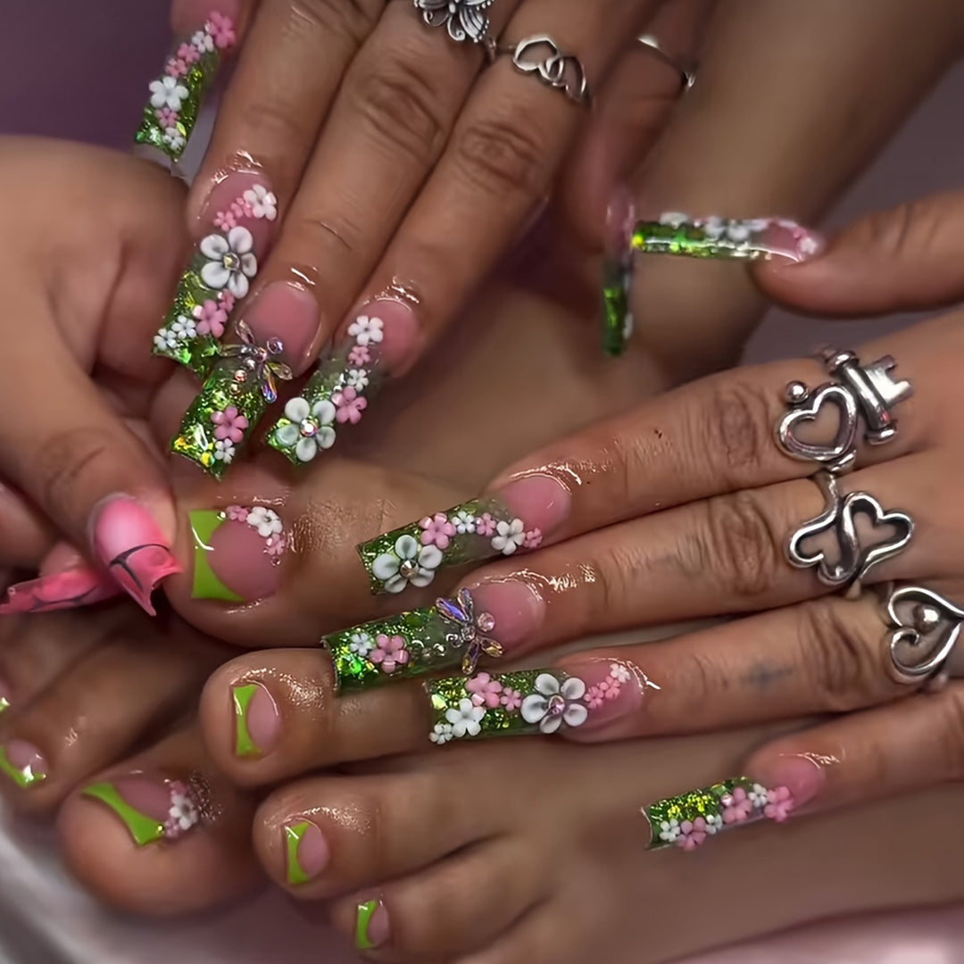 Floral Fantasy Press-On Nail Set Bowlift