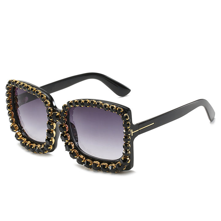 Glamorous Rhinestone-Embellished Oversized Sunglasses Bowlift
