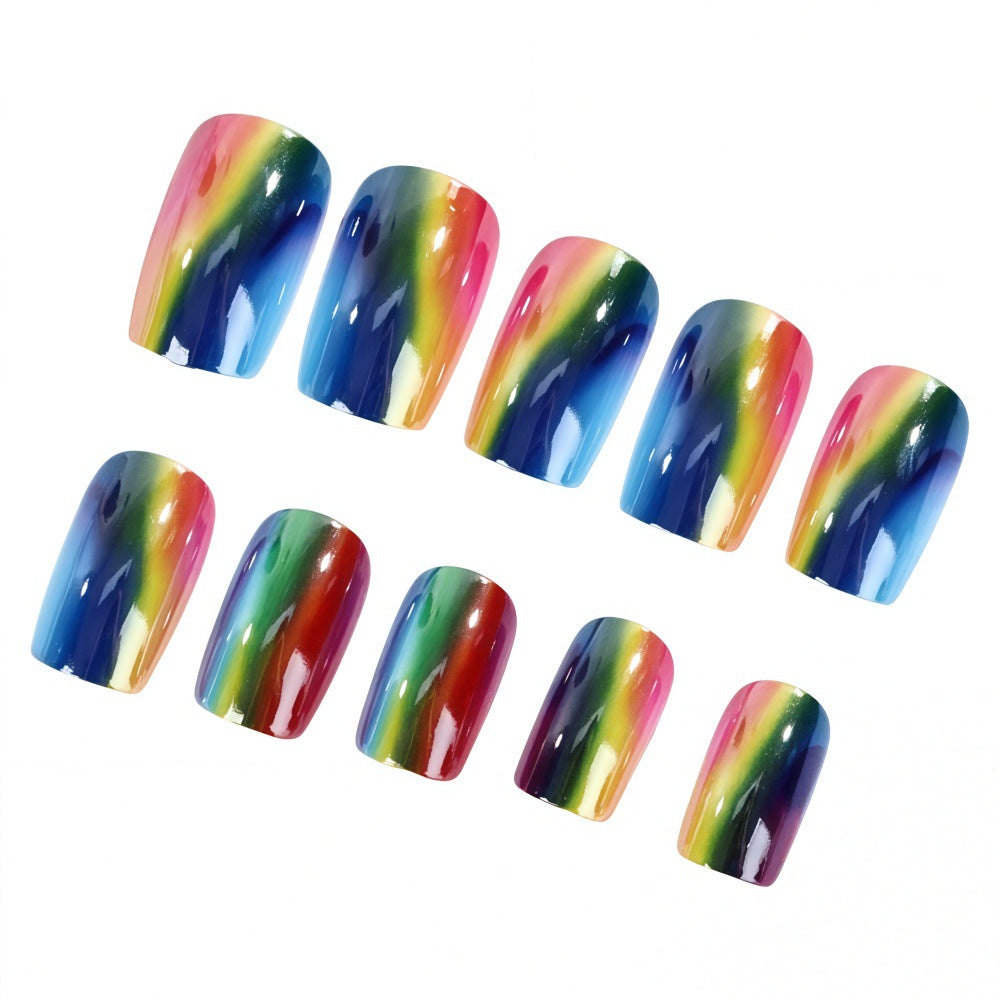 Colorful artificial nails in rainbow design Bowlift