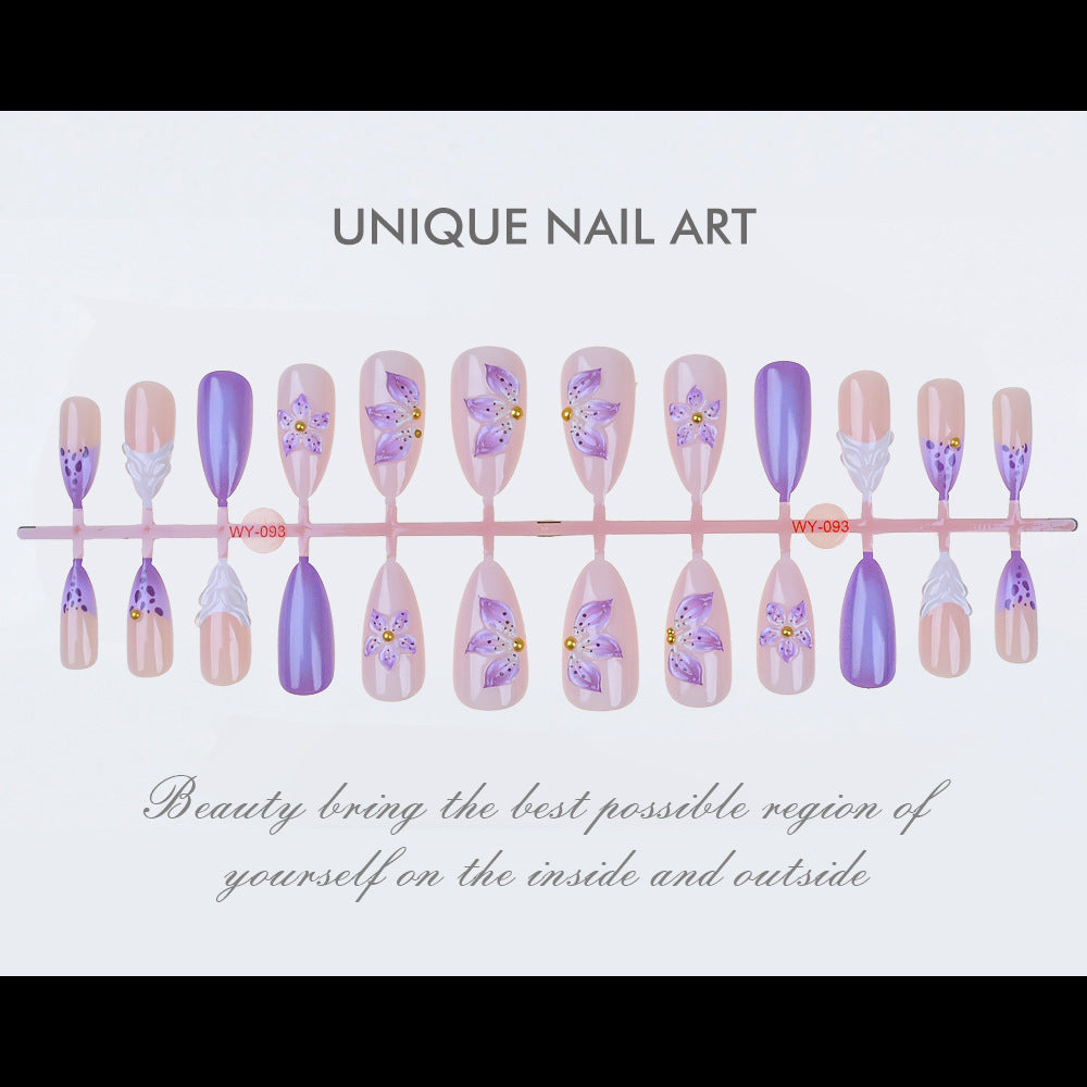 Floral-Themed Press-On Nail Art Set Bowlift