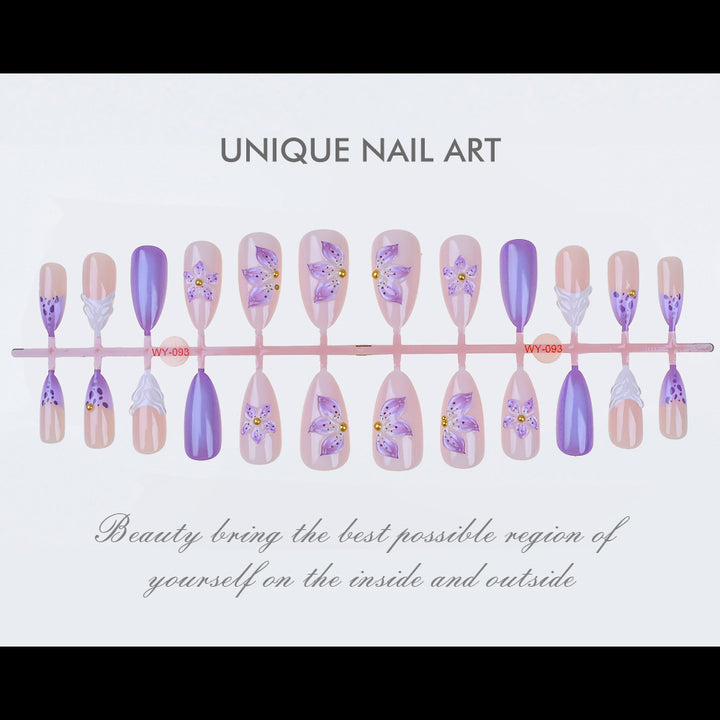 Floral-Themed Press-On Nail Art Set Bowlift