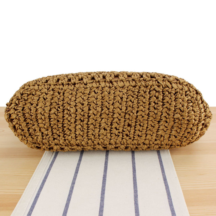 Beach Shoulder Bag Made of Natural Weave with Elegant Chain Decoration Bowlift