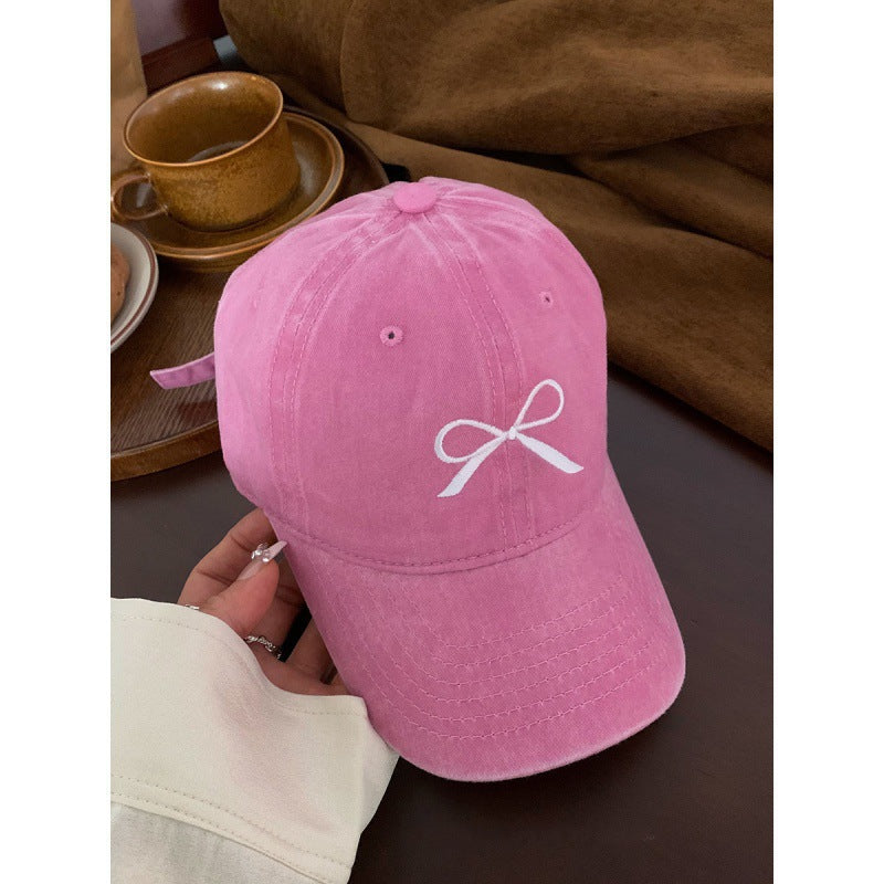 Women's Embroidered Bow Detail Adjustable Baseball Cap Bowlift