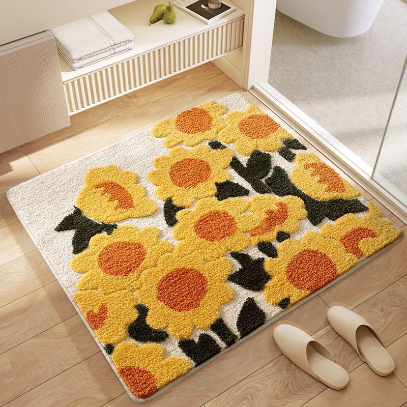 Decorative Floral Pattern Bath Rug
