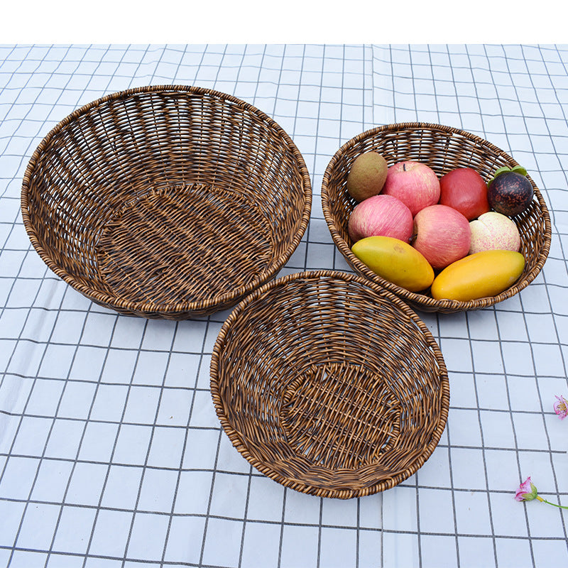 Artisan Woven Round Storage Basket Bowlift