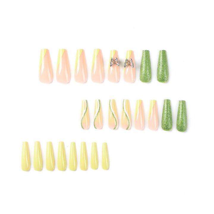Glittering artificial nails with butterfly design Bowlift