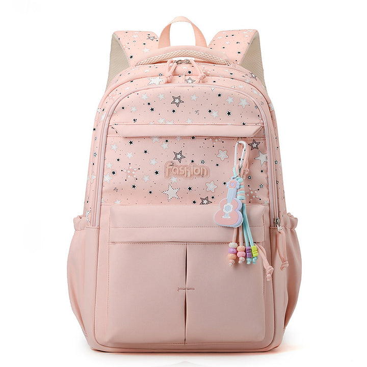 Star-Print Multi-Compartment Backpack