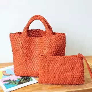 Elegant Braided Handbag with Removable Clutch Bowlift