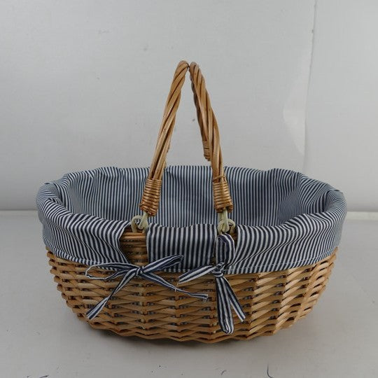 Women braided basket with striped inner lining Bowlift