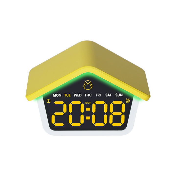 Digital alarm clock in creative house design Bowlift