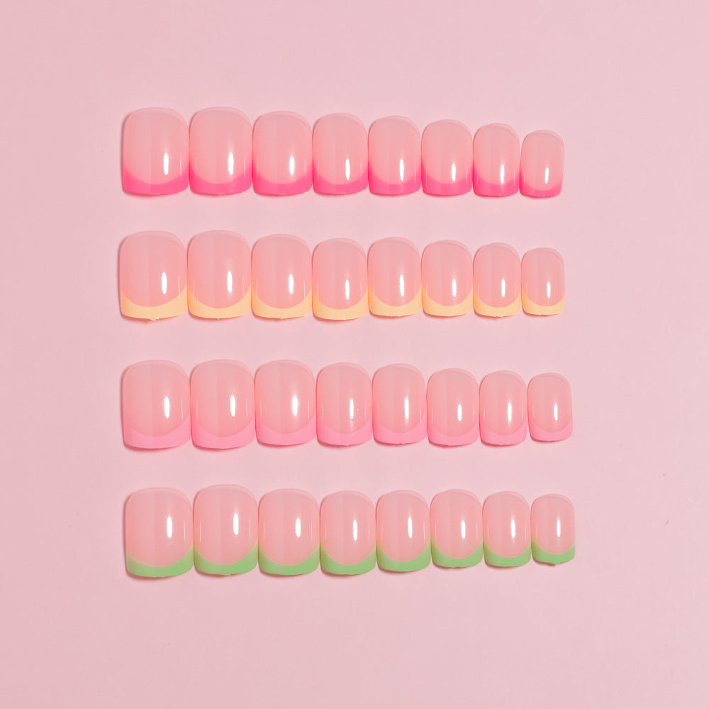 Chic French Tip Acrylic Press-On Nails Bowlift