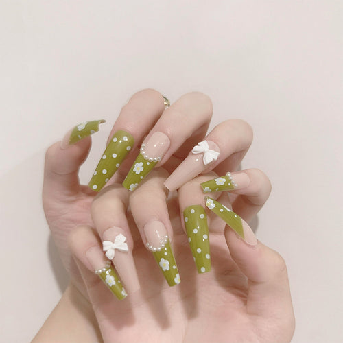 Artful Nail Extensions with Delicate Flower Design Bowlift