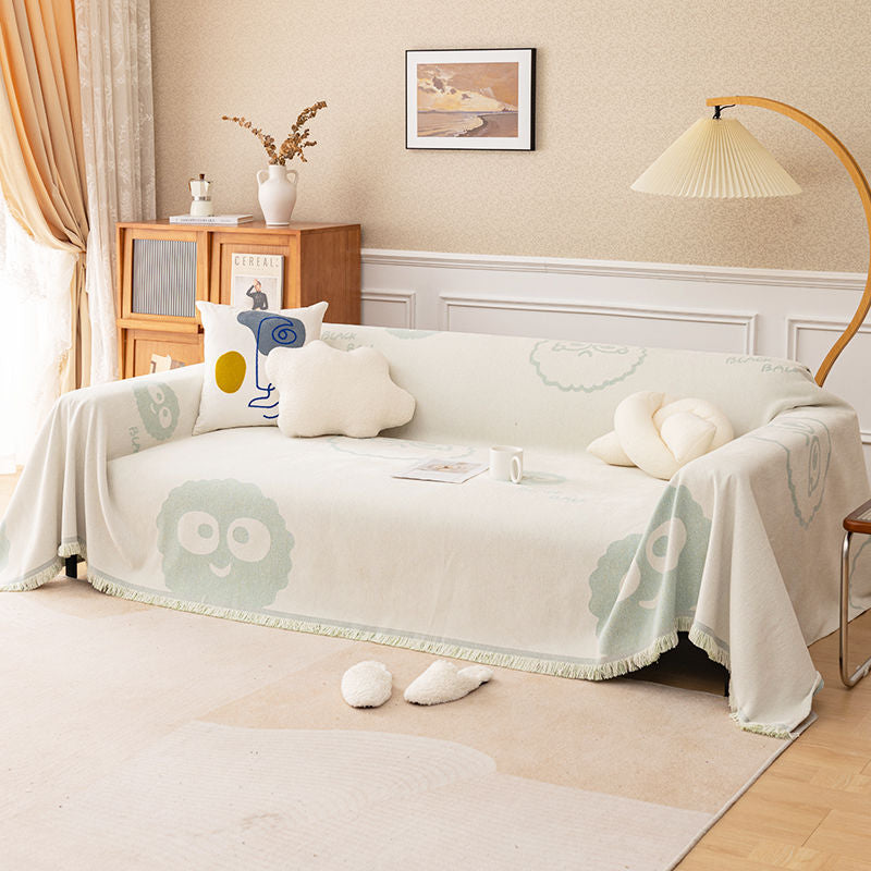 Playful Cartoon-Themed Sofa Throw Blanket
