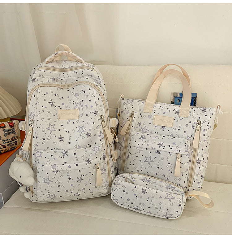 Star-Printed Multipurpose School Backpack and Tote Set Bowlift