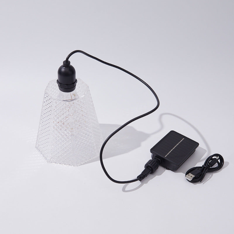 Crystal-Pattern Solar Pendant Light USB Rechargeable LED Bowlift