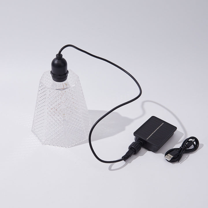 Crystal-Pattern Solar Pendant Light USB Rechargeable LED Bowlift