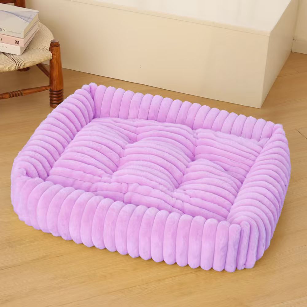 Women Plush Pet Bed with High Edge Bowlift