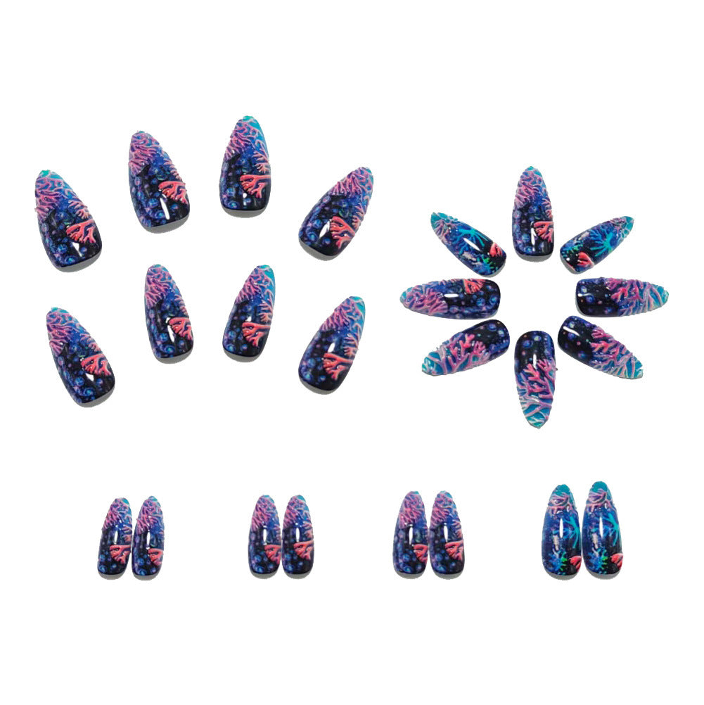 Artifical nails with sea coral design Bowlift