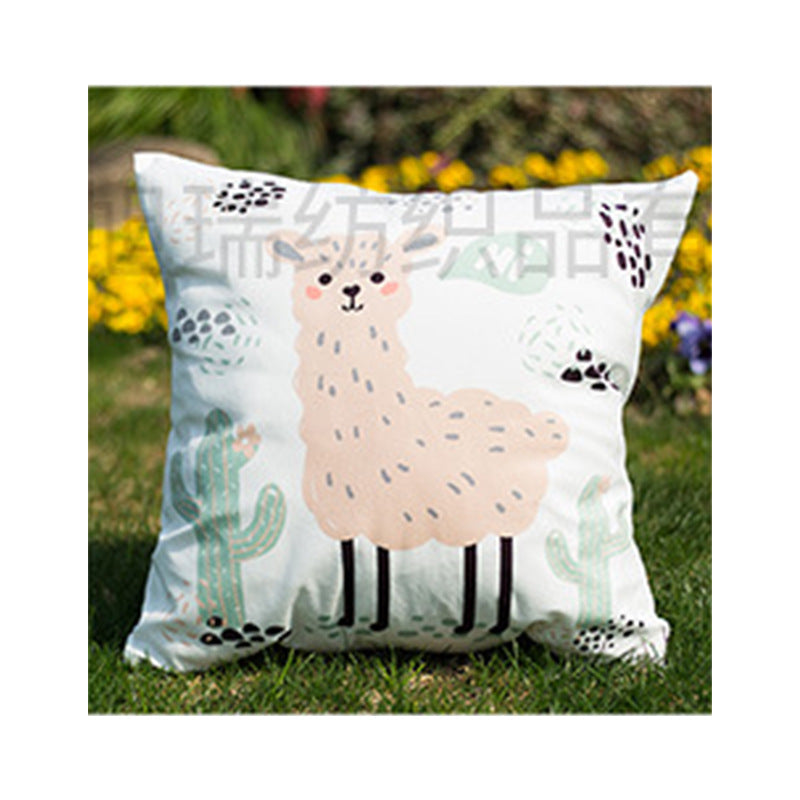 Whimsical Alpaca and Cactus Decorative Pillow