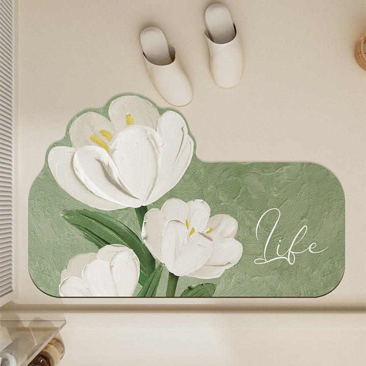 Floral-Themed Non-Slip Bath Mat
