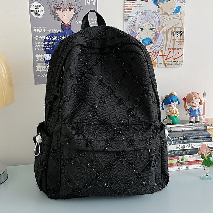 Embroidered Textured School Backpack
