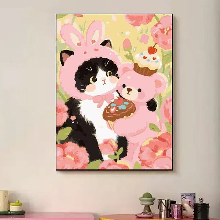 Playful Cat-Themed Illustration Wall Art Bowlift