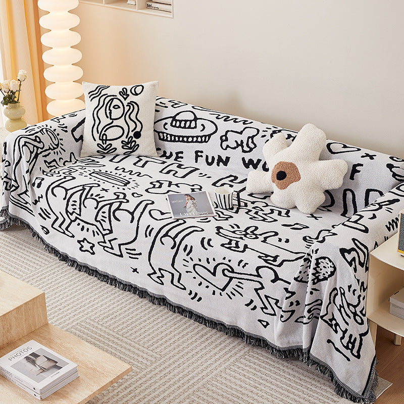 Cozy Cartoon-Themed Sofa Throw Blanket