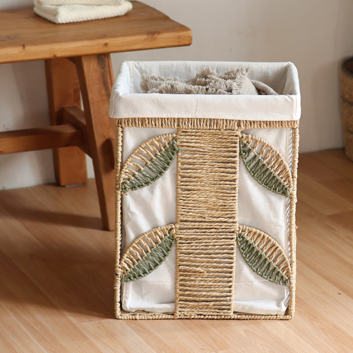 Elegant laundry basket made of natural wicker with fabric lining Bowlift