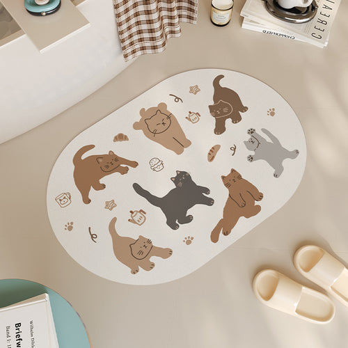 Adorable Cat-Themed Bathroom Mat
