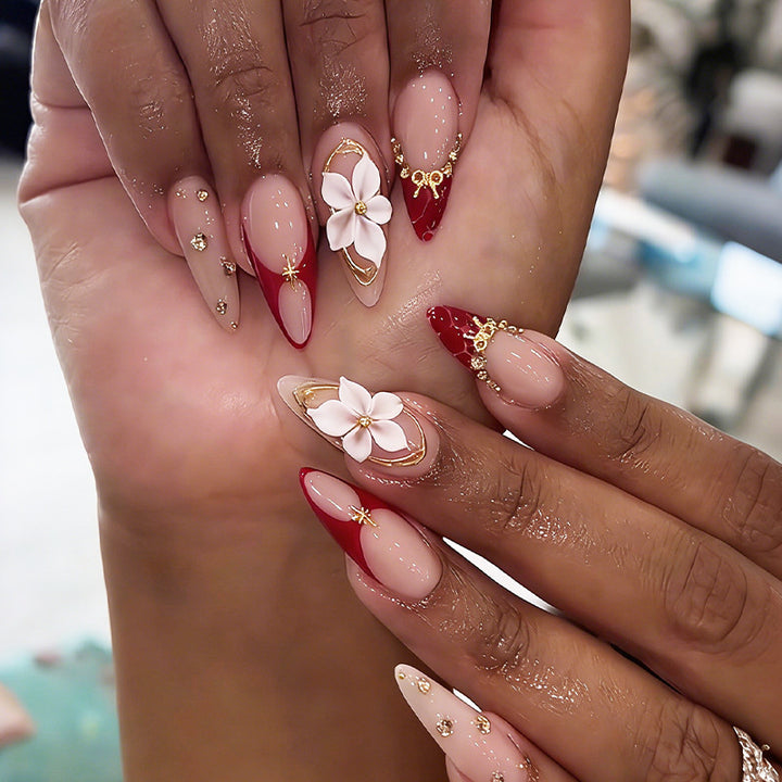 Artificial nail set with floral and glamorous accents Bowlift 1789119024