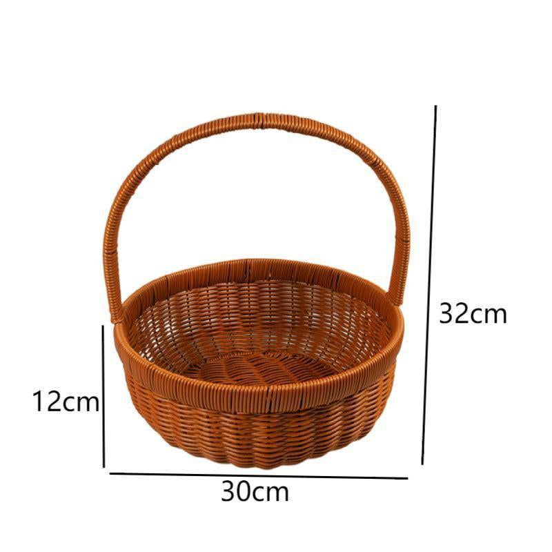 Handwoven Round Wicker Storage Basket Bowlift