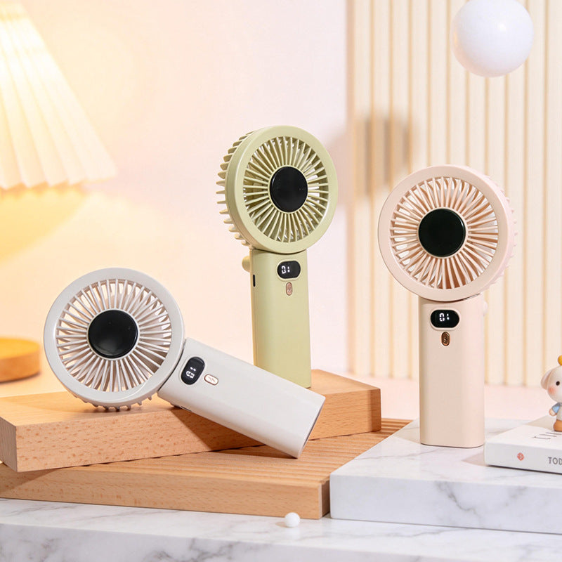Women Portable Hand Fan with Temperature Regulating Display Bowlift