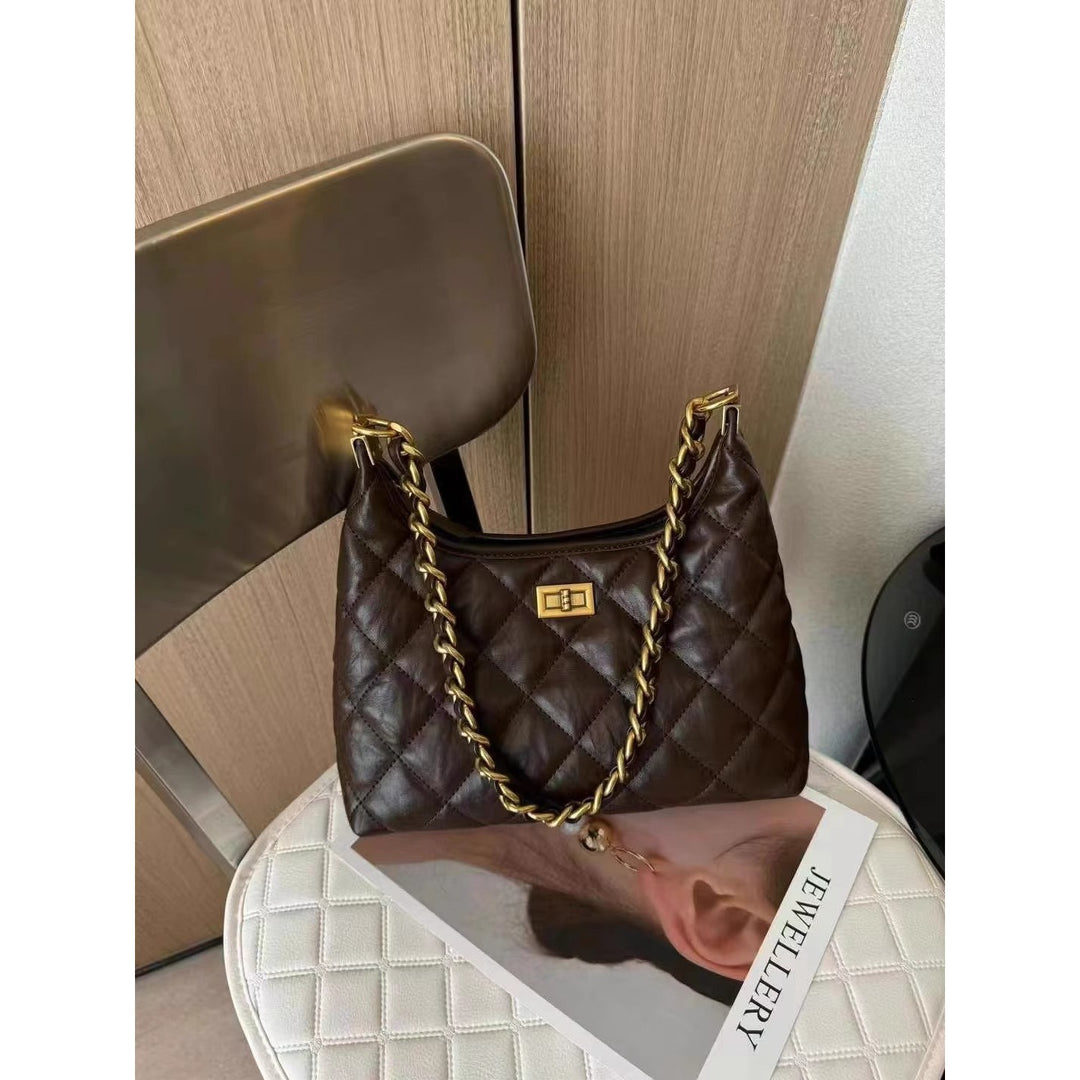 Quilted Chain-Detail Shoulder Bag Bowlift