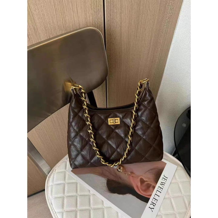 Quilted Chain-Detail Shoulder Bag Bowlift