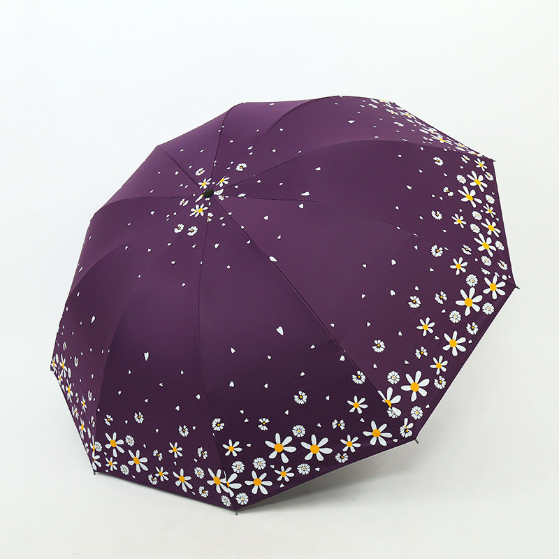 Ladies umbrella with floral design and reinforced frame Bowlift