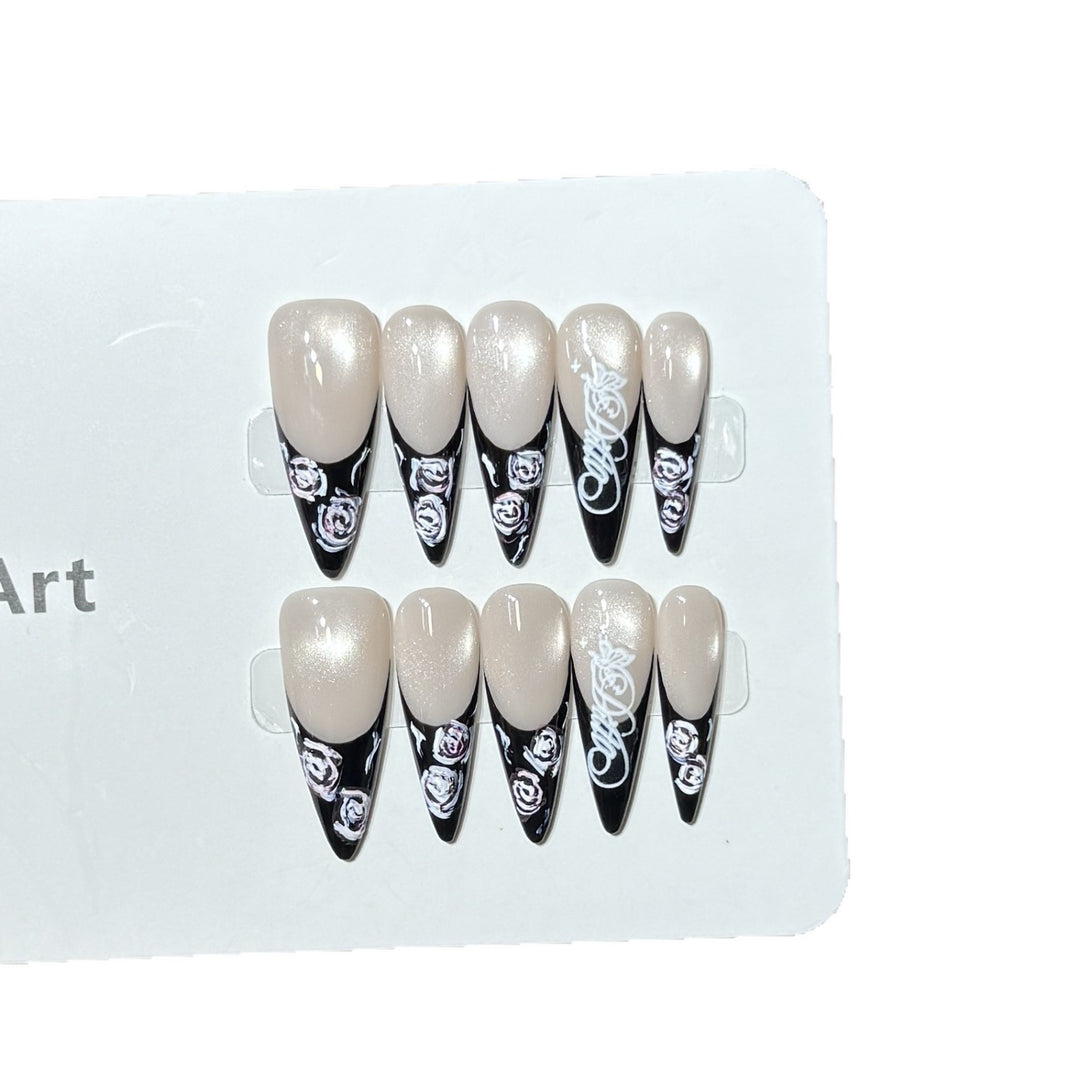 Floral and Glossy Press-On Nail Set Bowlift