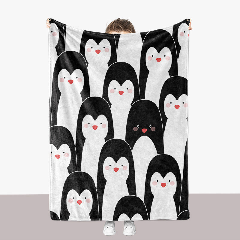 Penguin-Themed Plush Throw Blanket